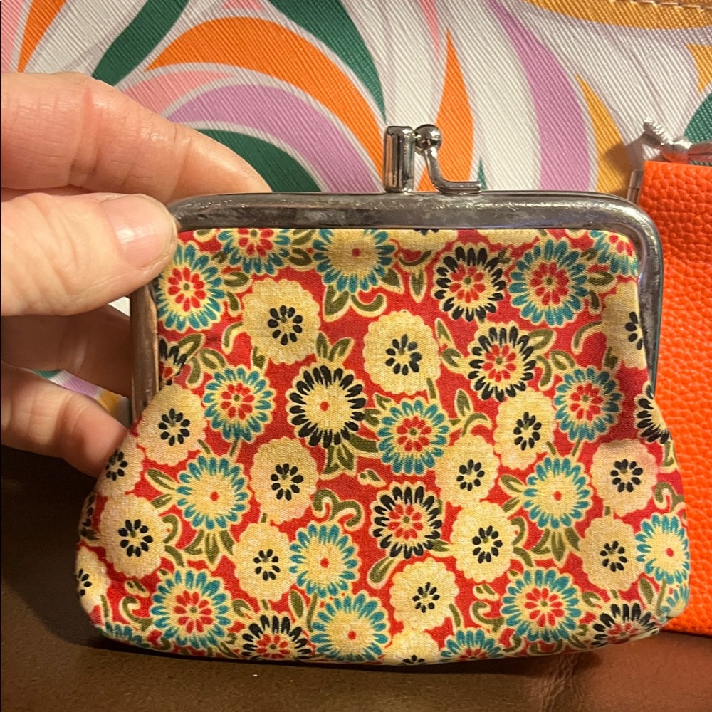 Rustic Cuff Teal Drawstring & Orange Floral Coin … - image 4